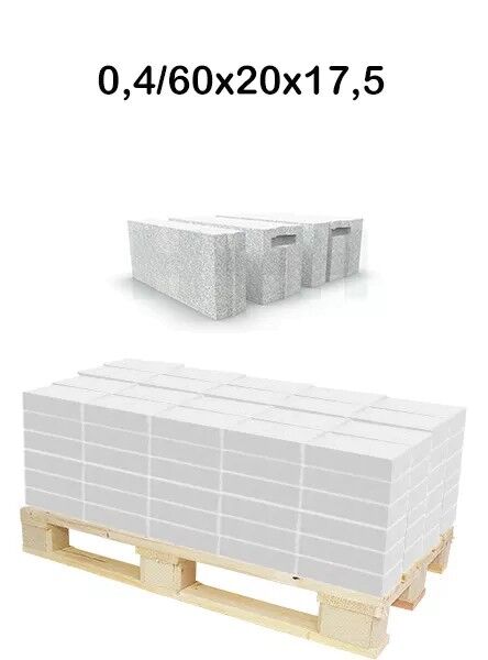 Porenbeton Planbauplatten PP 2-0,4 60x20x17,5 cm N + F Grifftasche 504 kg