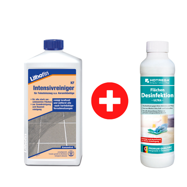 Lithofin® KF Intensivreiniger 1 l + HOTREGA® Flächen Desinfektion Ultra 250 ml