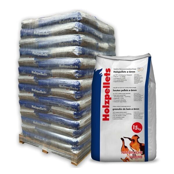 Holzpellets 70 x 15kg 6mm volle Palette 1050 kg Holzpellets 70 x 15kg 6mm volle Palette 1050 kg