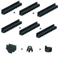 ACO 6er Schlitzrinnen Set mit Hexaline Kunstoff-Rinne schwarz inkl. Zubehörkit ACO 6er Schlitzrinnen Set mit Hexaline Kunstoff-Rinne schwarz inkl. Zubehörkit