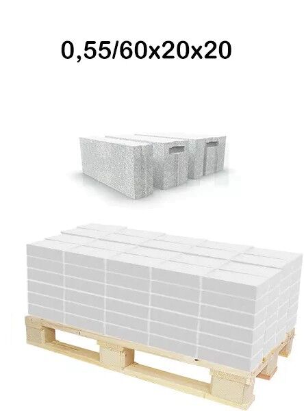 Porenbeton Planbauplatten PP 4-0,55 60x20x20 cm N + F Grifftasche 706 kg