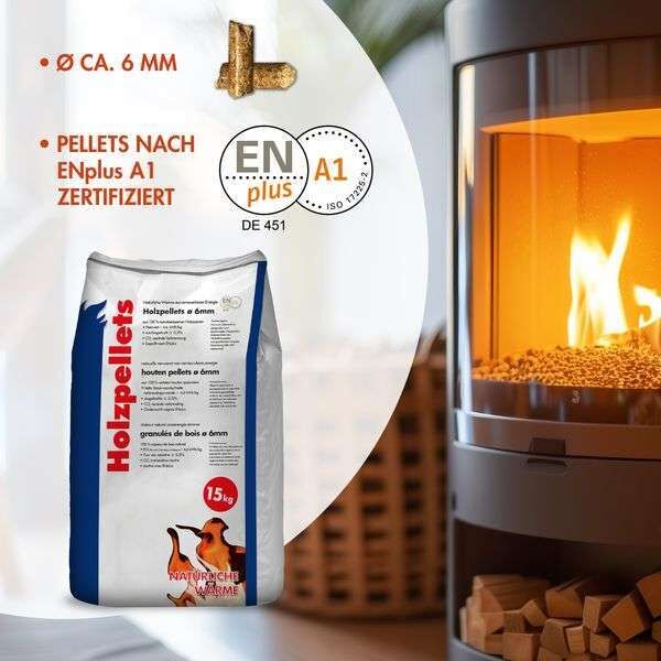 Holzpellets 70 x 15kg 6mm volle Palette 1050 kg | Kiesundco