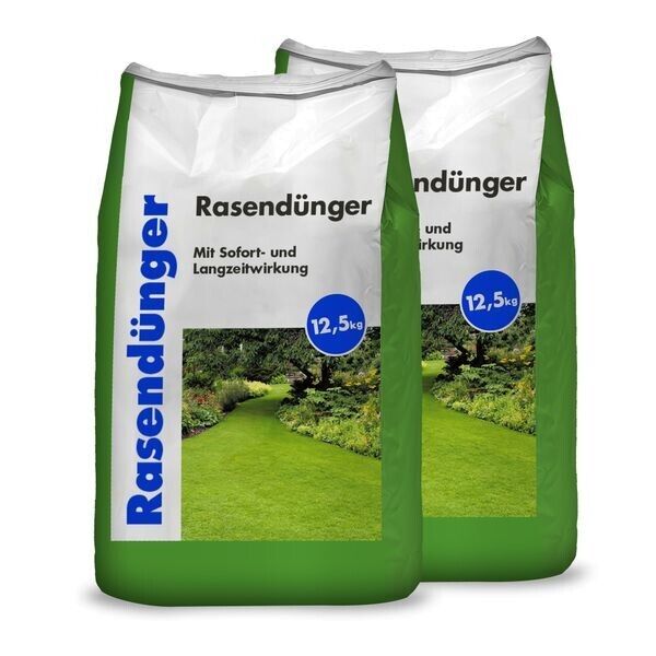 Hamann Rasendünger - Sofort & Langszeitwirkung - 2 x 12,5 kg