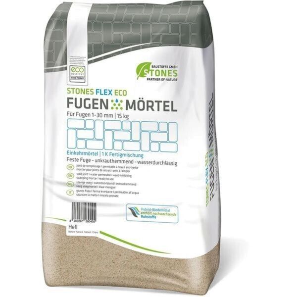 STONES FLEX ECO Fugenmörtel 1–30 mm Hell 15 kg STONES FLEX ECO Fugenmörtel 1–30 mm Hell 15 kg