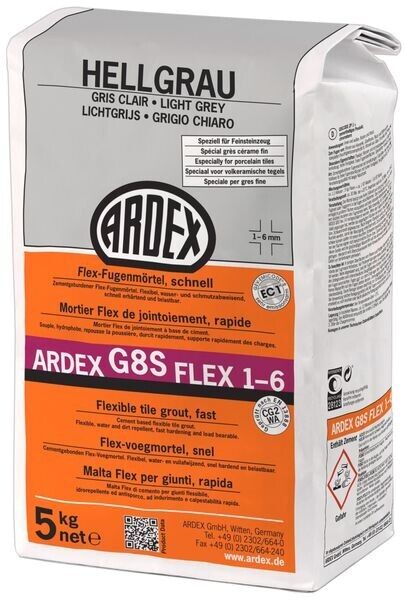 ARDEX G8S FLEX-Fugenmörtel 1-6 - 5 kg hellgrau ARDEX G8S FLEX-Fugenmörtel 1-6 - 5 kg hellgrau