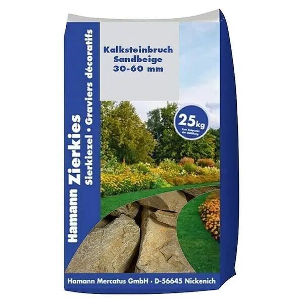 Kalksteinbruch Sandbeige 30-60 mm 25 kg