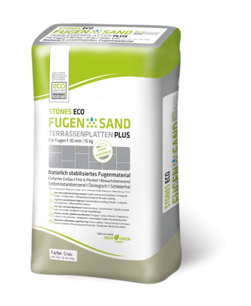 STONES ECO FUGENSAND Terrassenplatten Plus 1-10 mm grau 15 kg STONES ECO FUGENSAND Terrassenplatten Plus 1-10 mm grau 15 kg